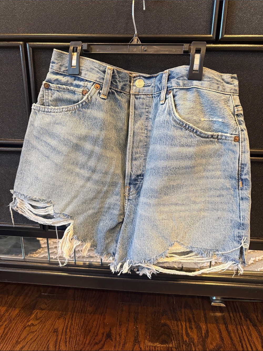 Re/Done Light Blue Distressed Denim Cutoff Shorts. Worn once